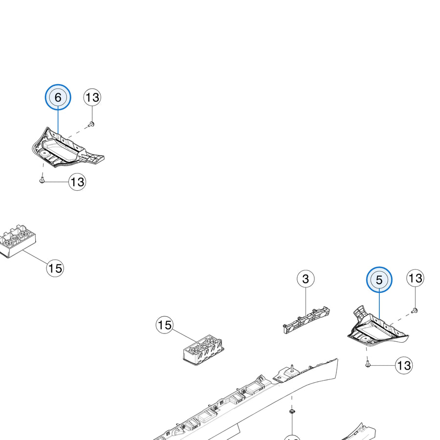 Rear Rocker Fairing for Tesla Model S 1567148-00-B, 1567149-00-B - parts diagram