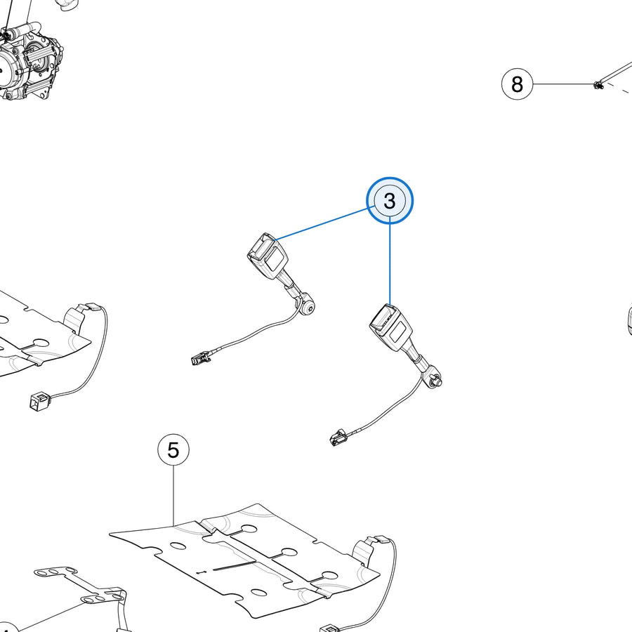 First Row, Seat Belt Buckle for Tesla Model S & Model X 1614220-00-E - parts diagram