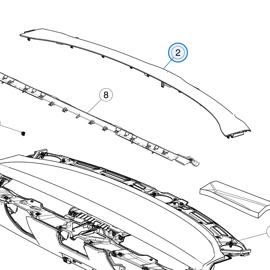 Speaker Grill Assembly - Instrument Panel - Base for Tesla Model 3 & Model Y 1083390-00-I - parts diagram