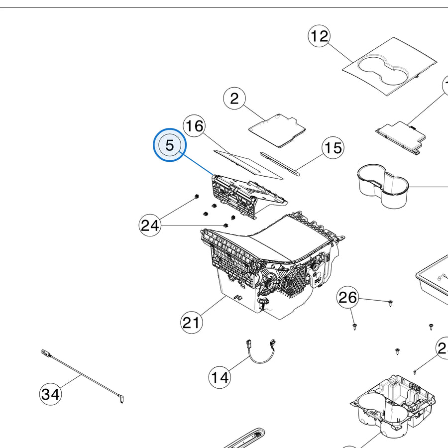 Console Phone Dock Premium Assembly for Tesla Model 3 2017-2023 1112412-00-C - parts diagram
