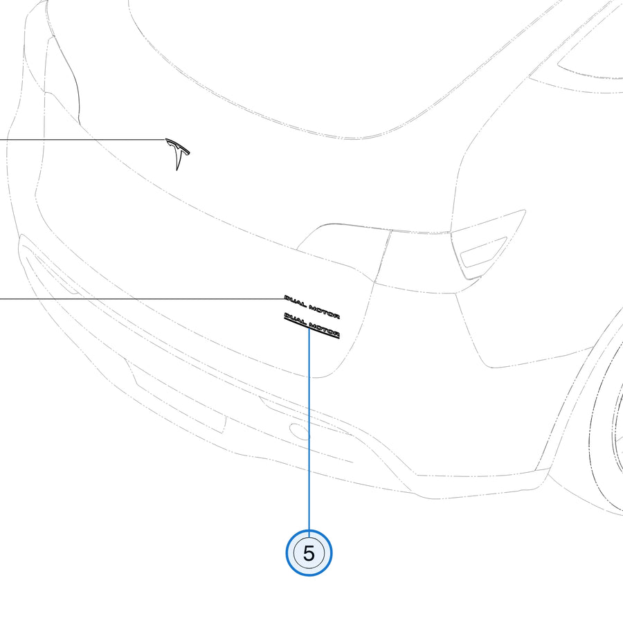 Dual Motor Performance Badge for Tesla Model 3 & Model Y 1484849-00-B - parts diagram