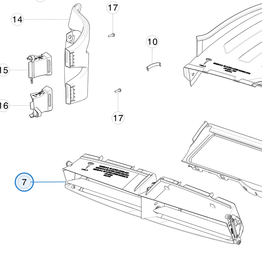 Active Grille Shutter (Louver) Assembly for Tesla Model X 1034850-00-F - parts diagram