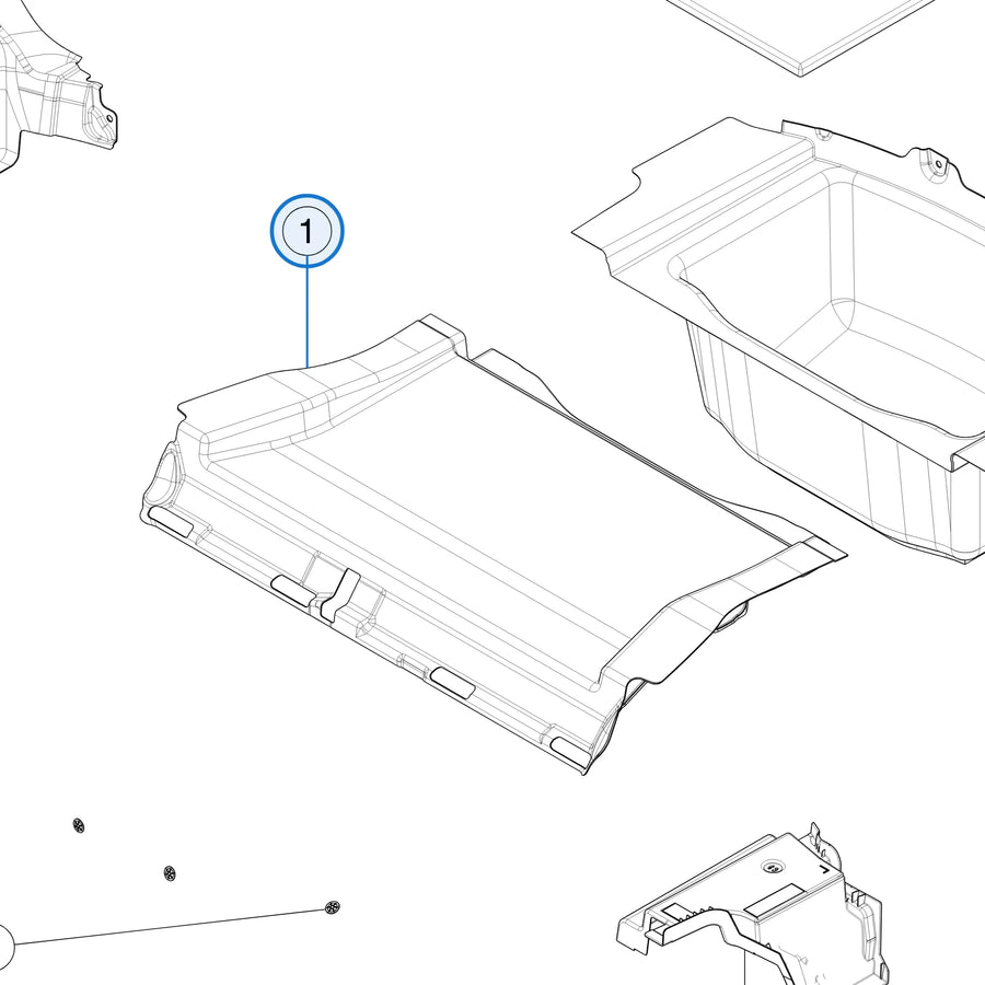 Trunk Carpet Front, End Item for Tesla Model 3 2017-2023 1479702-00-A - parts diagram