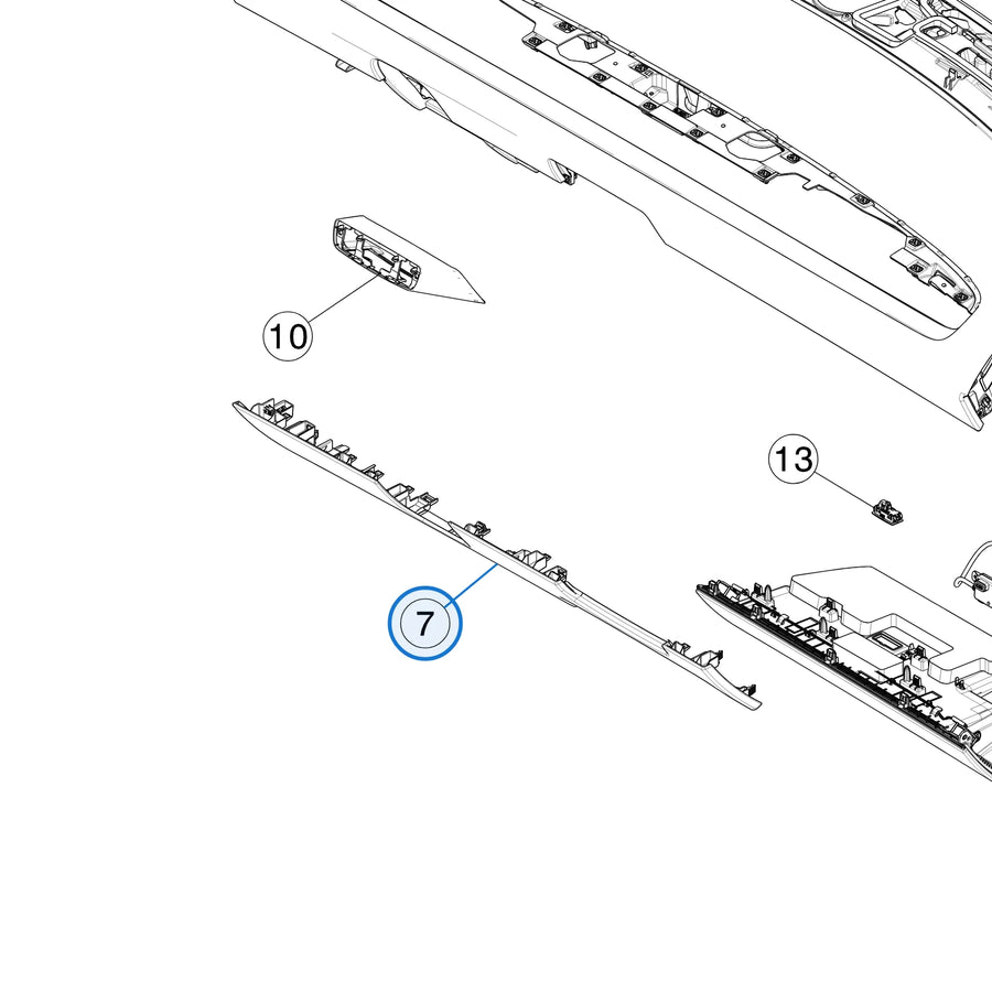 Instrument Panel - Lower Assembly - Base - LHD for Tesla Model 3 Highland 2157873-10-B - parts diagram