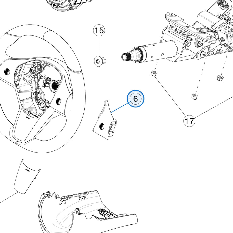 Steering Wheel Switch, Matte Aluminum for Tesla Model 3 & Model Y 1583975-00-A, 1583976-00-A - parts diagram