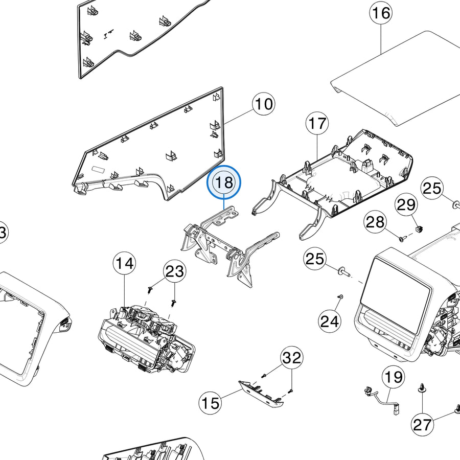 Armrest Hinge Assembly for Tesla Model 3 Highland 1801882-10-E - parts diagram