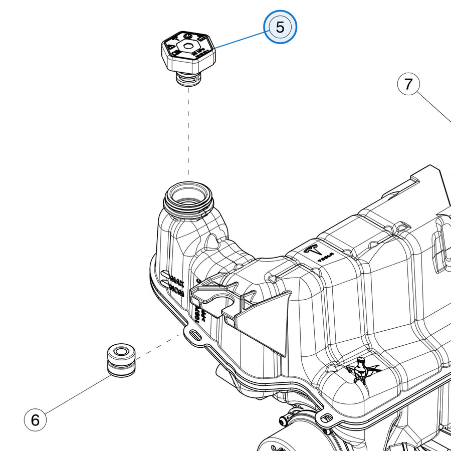 Superbottle Pressure Cap for Tesla Model 3 2017-2023 1101469-00-A - parts diagram