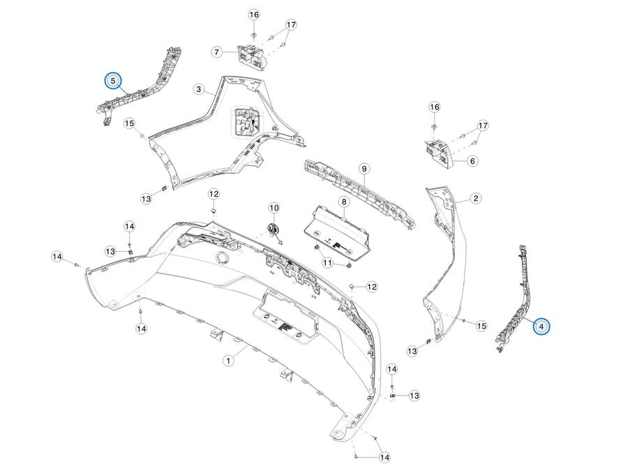 Rear Wing Bracket for Tesla Model Y Juniper 1932677-00-D, 1932678-00-D - parts diagram