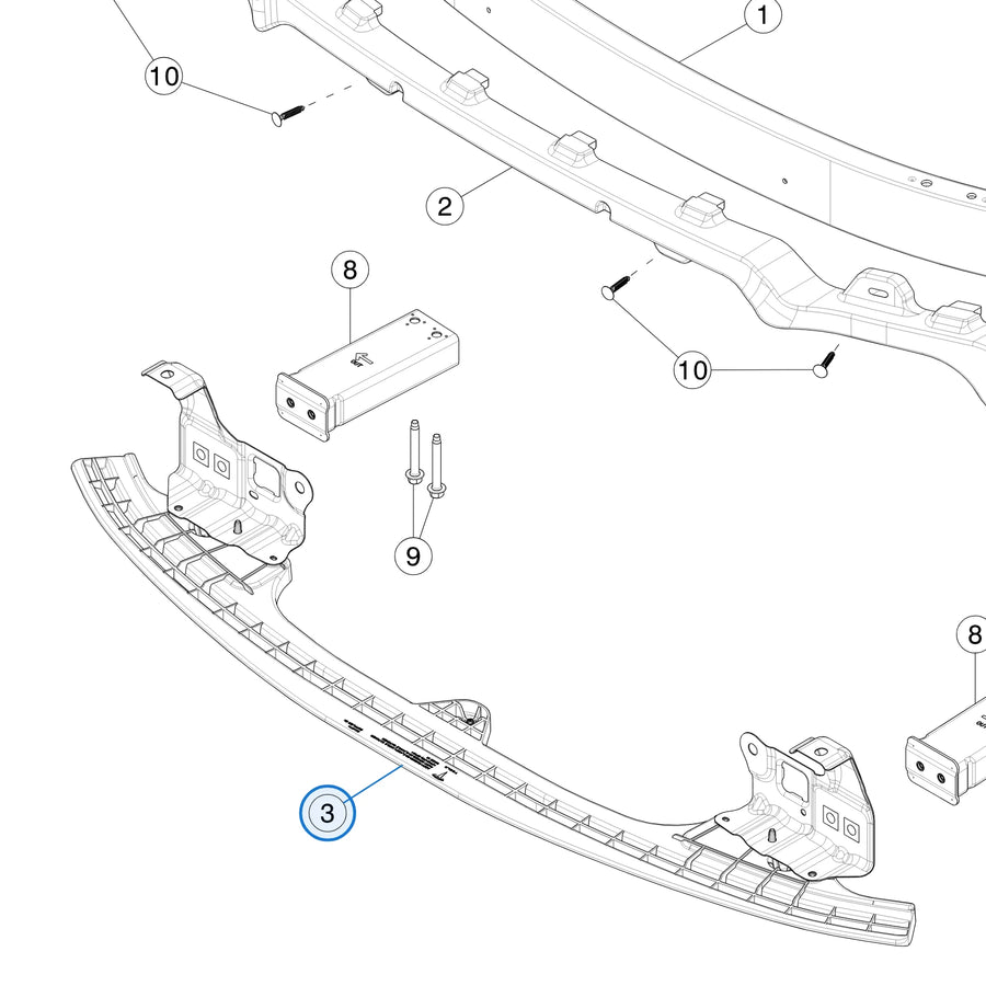 Front Lower Bumper Reinforcement (Ankle Catcher) for Tesla Model Y Juniper 1949866-00-C - parts diagram