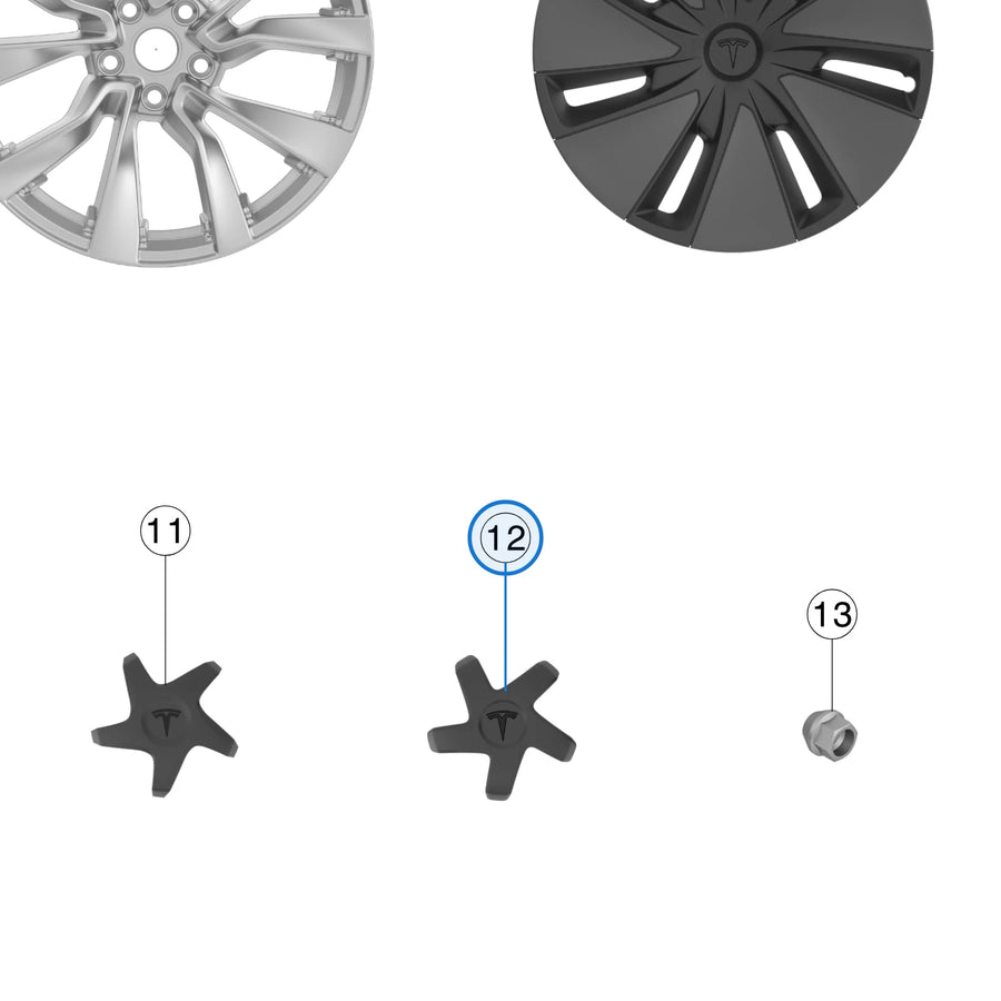 Wheel Center Cap 19 Inch Helix for Tesla Model 3 Highland 1344234-00-B - parts diagram
