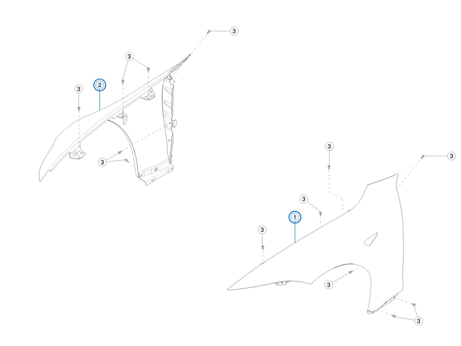 Front Fender for Tesla Model S 1562551-E0-A, 1562552-E0-A - parts diagram