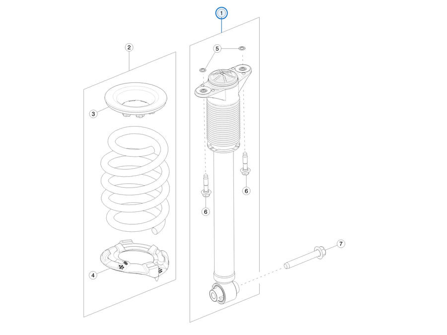 Rear Damper Assembly Dual Motor Performance Switchable for Tesla Model 3 Highland 1344463-01-C - parts diagram