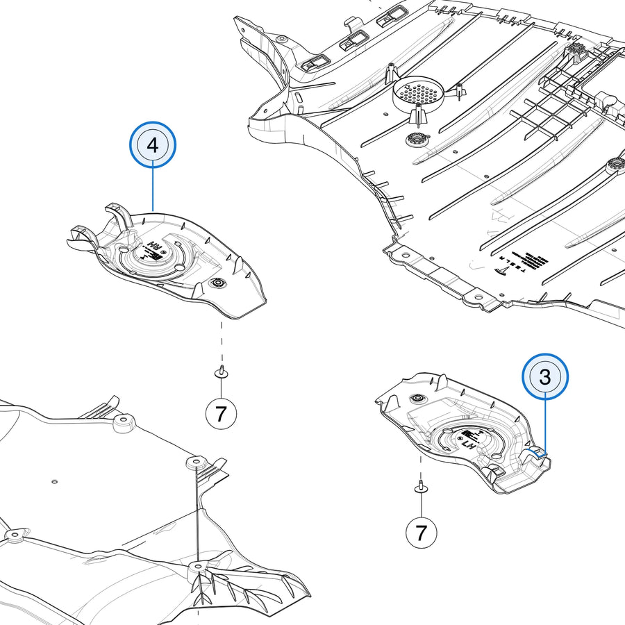 Rear Suspension Cover for Tesla Model 3 1111302-00-C, 1111303-00-C - parts diagram