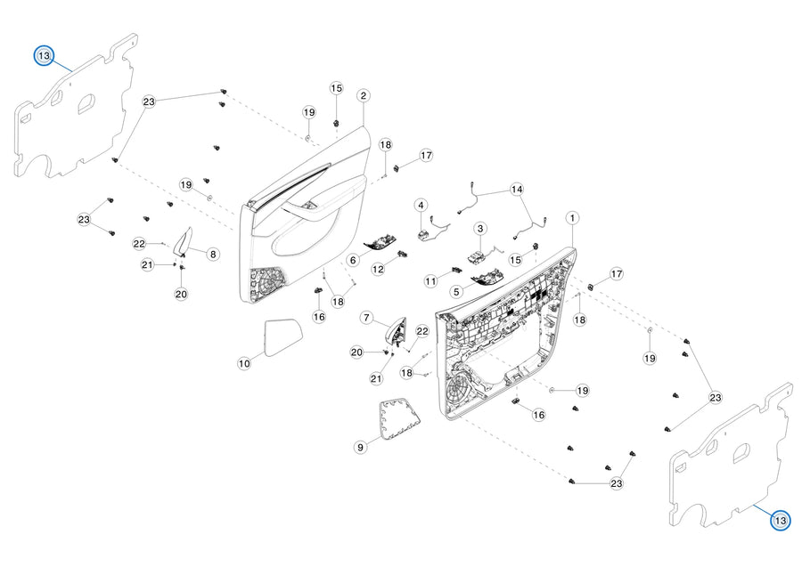 Door Trim, NVH Pad, Front for Tesla Model Y Juniper 1940028-00-G - parts diagram