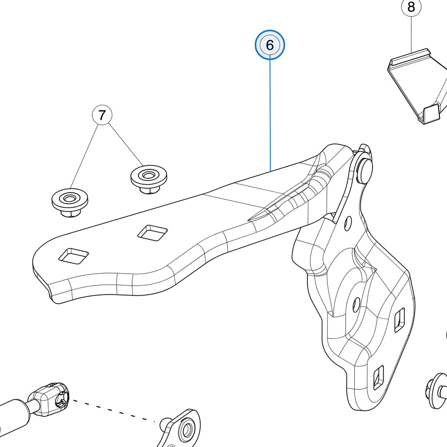 Active Hood Hinge for Tesla Model 3 1643845-00-A, 1643846-00-A - parts diagram