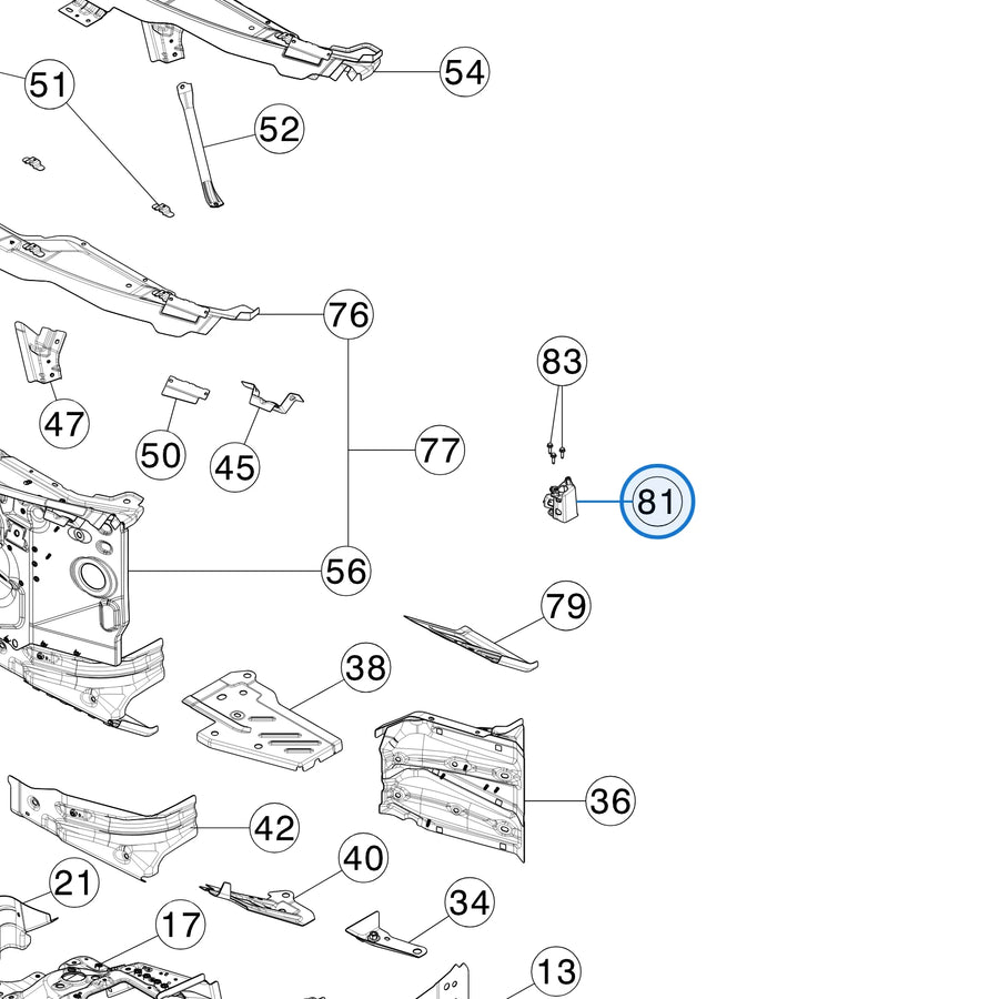 Launcher Bracket for Tesla Model Y Juniper 2019322-00-D / 2019324-00-D - parts diagram