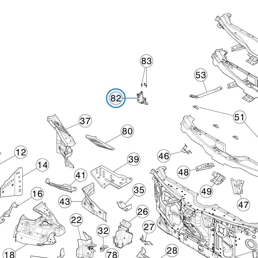 Launcher Bracket for Tesla Model Y Juniper 2019322-00-D / 2019324-00-D - parts diagram