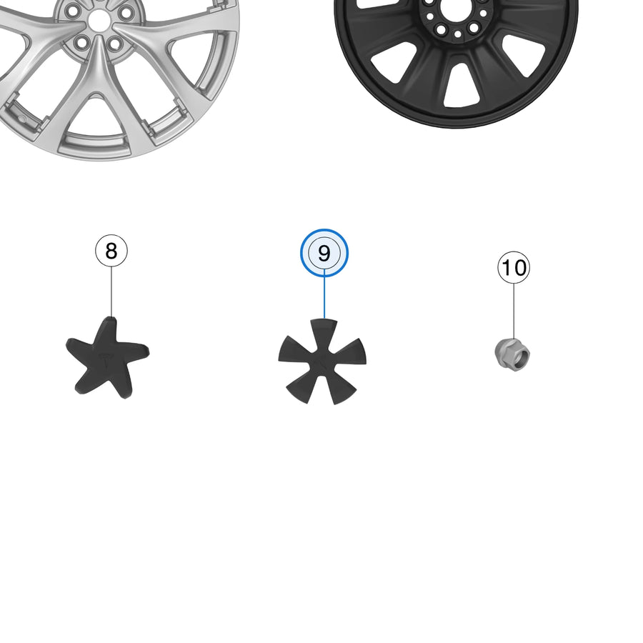 Wheel Center Cap, 21-inch Arachnid 2.0 for Tesla Model Y Juniper 2188233-00-A - parts diagram