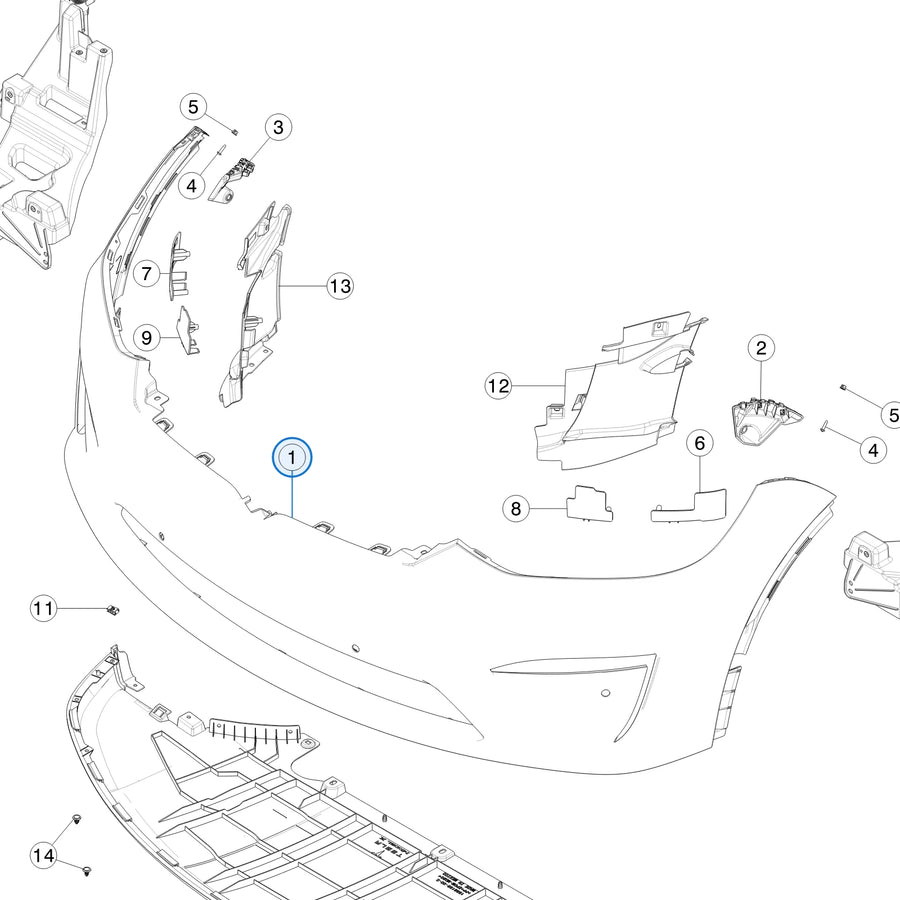 Front Fascia Service Unpainted for Tesla Model X 1588184-S0-A - parts diagram