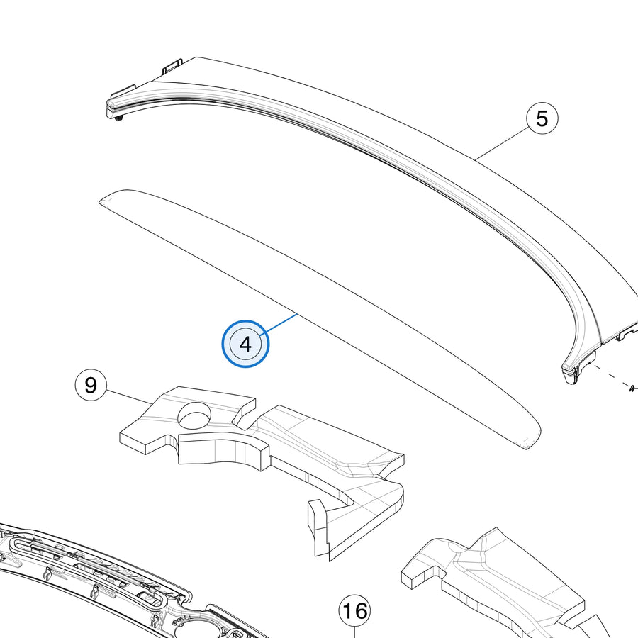 Instrument Panel Float Wing Assembly Mineral Textile for Tesla Model 3 & Model Y 1933993-10-A - parts diagram