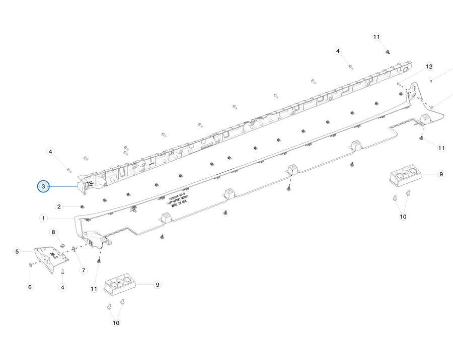 Rocker Panel Carrier for Tesla Model X 1046690-00-B, 1046691-00-B - parts diagram