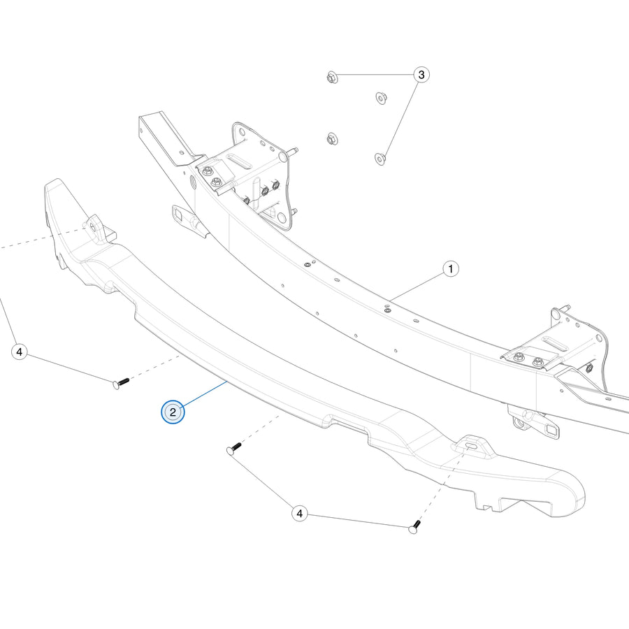 Front Bumper Beam Foam for Tesla Model X 1608411-00-A - parts diagram
