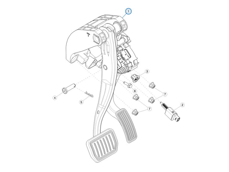 Pedal Assembly Left Hand Drive Base for Tesla Model 3 1044691-00-D - parts diagram
