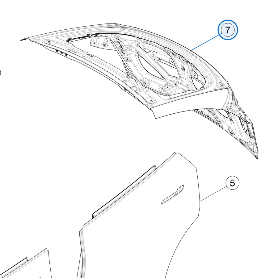 Liftgate Assembly (Trunk Lid) for Tesla Model Y Juniper 1895730-E0-H - parts diagram