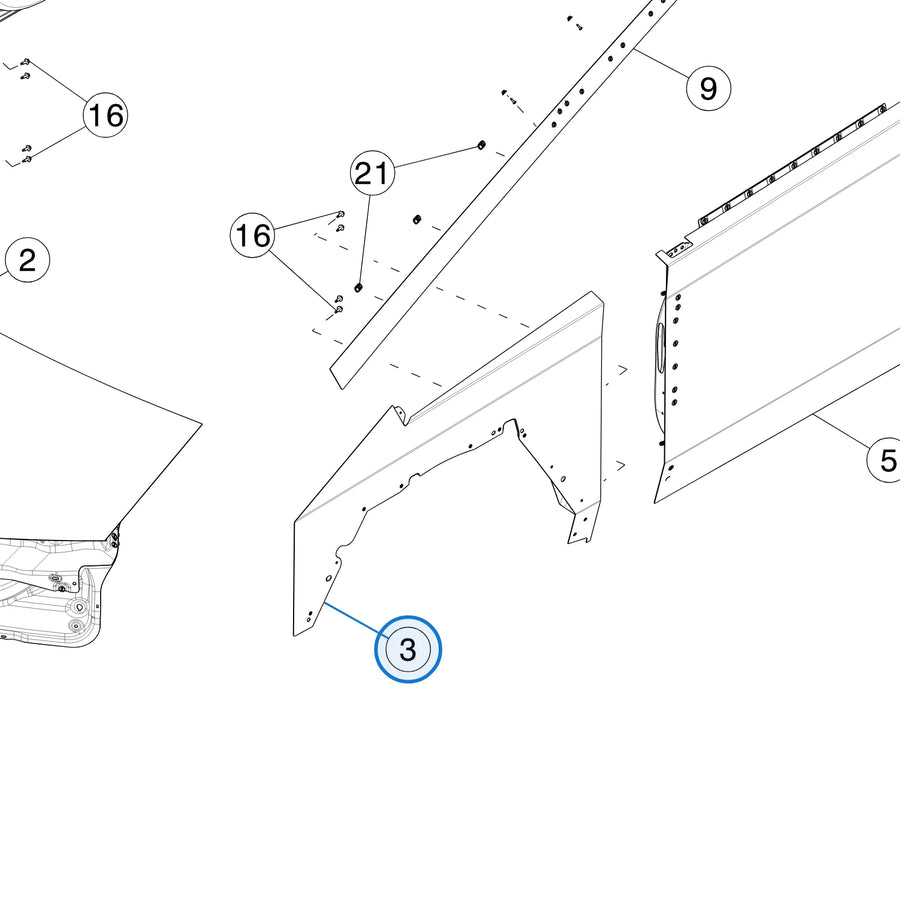Fender Assembly for Tesla Cybertruck 1900763-9N-A - parts diagram