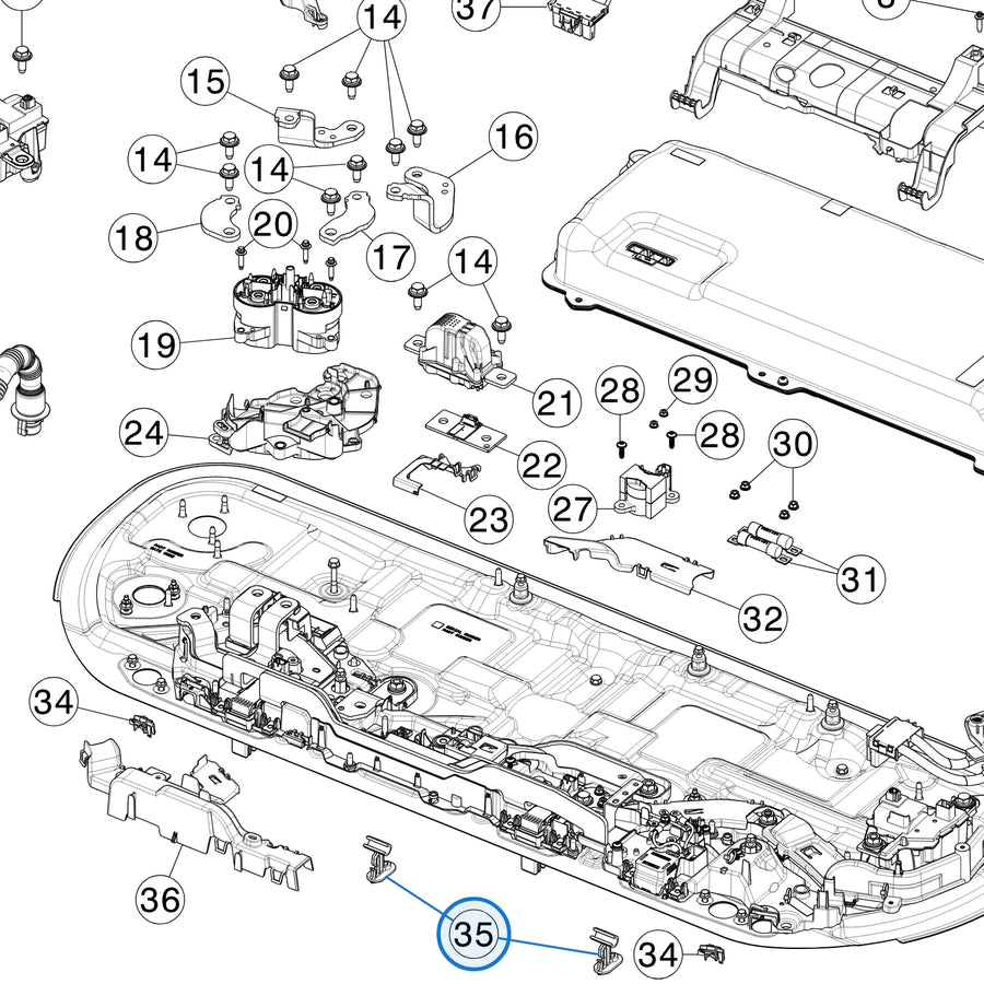 Support, Hinge, High Voltage Controller for Tesla Model 3 2017-2023 & Model Y 1111040-00-C - parts diagram