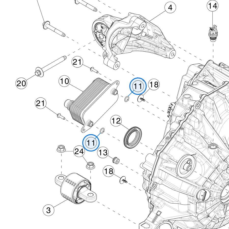 O-Ring Heat Exchanger for Tesla Model 3, Model Y & Cybertruck 1098216-00-B - parts diagram