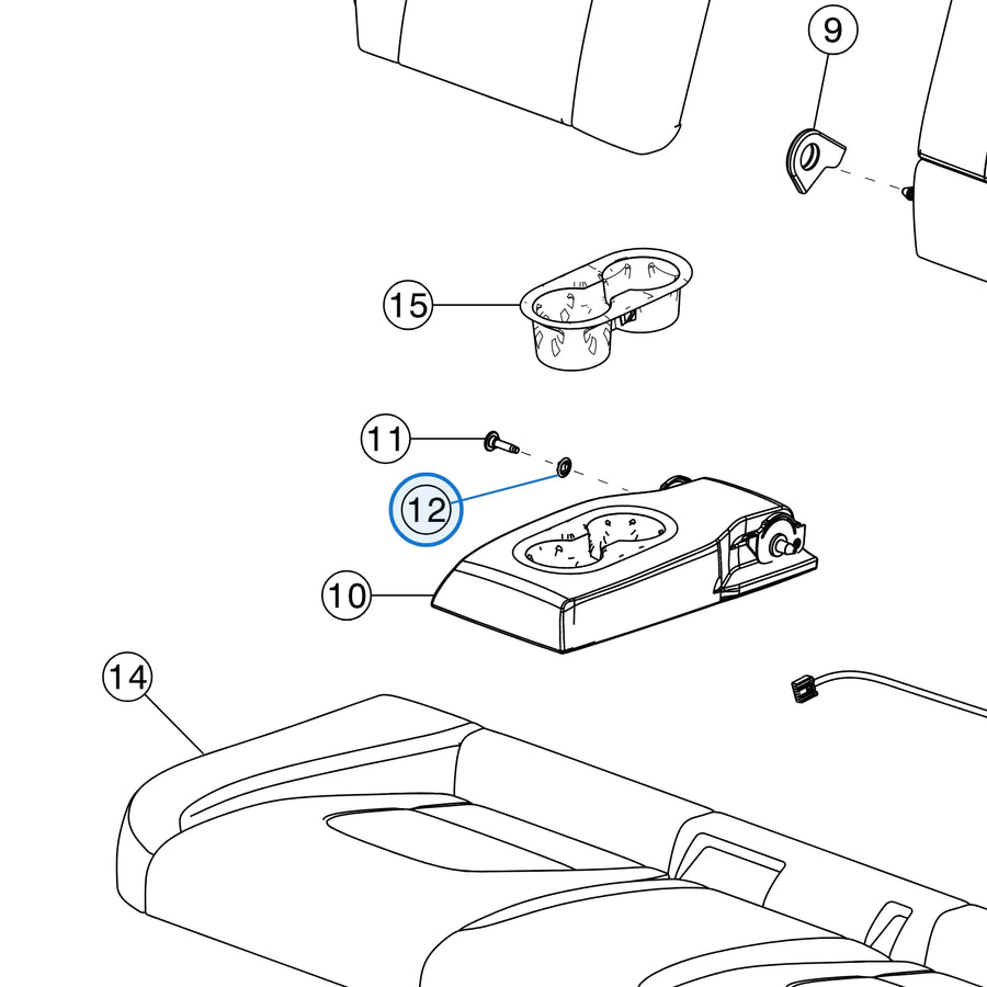 Second Row Armrest Bushing for Tesla Model 3 2017-2023 1102041-00-C - parts diagram