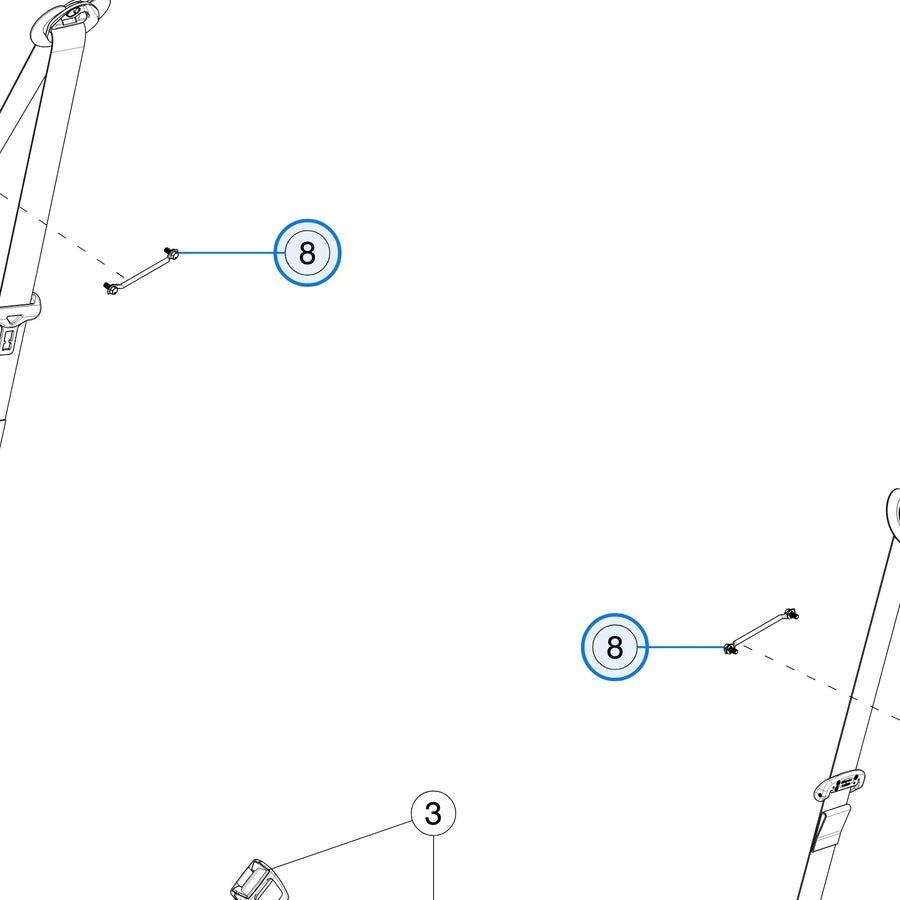 First Row Seat Belt Web Guide Assembly- Seksun for Tesla Model 3, Model Y 2020-2025, Model S & Model X 1658535-00-A - parts diagram