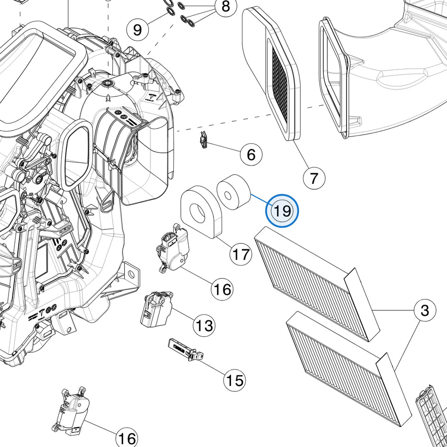 HVAC, Drain Seal for Tesla Model 3 2017-2023 & Model Y 1552080-00-A - parts diagram