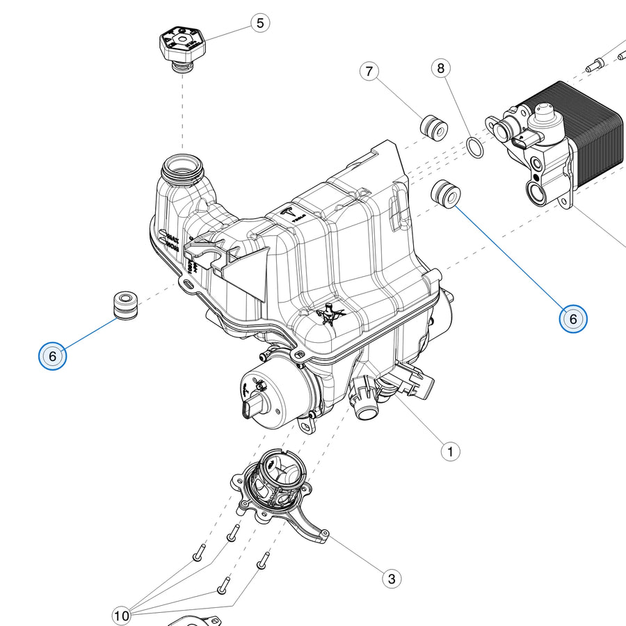 Loose Fit Isolator, Superbottle for Tesla Model 3 2017-2023 1106612-00-A - parts diagram