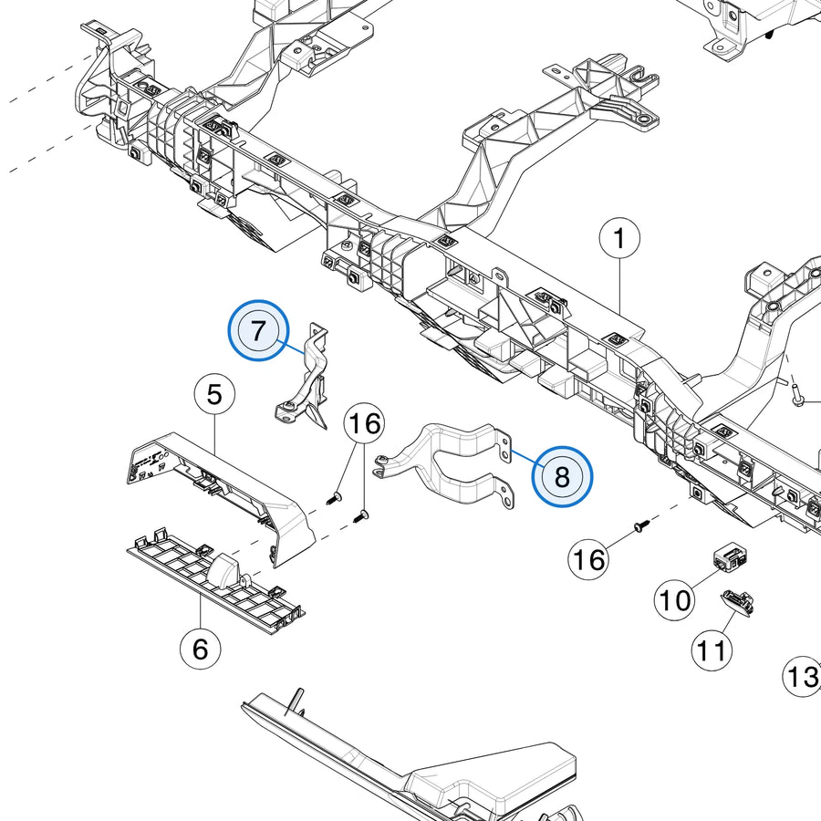 IP Display Bracket for Tesla Cybertruck 1875752-00-D, 1875751-00-D - parts diagram