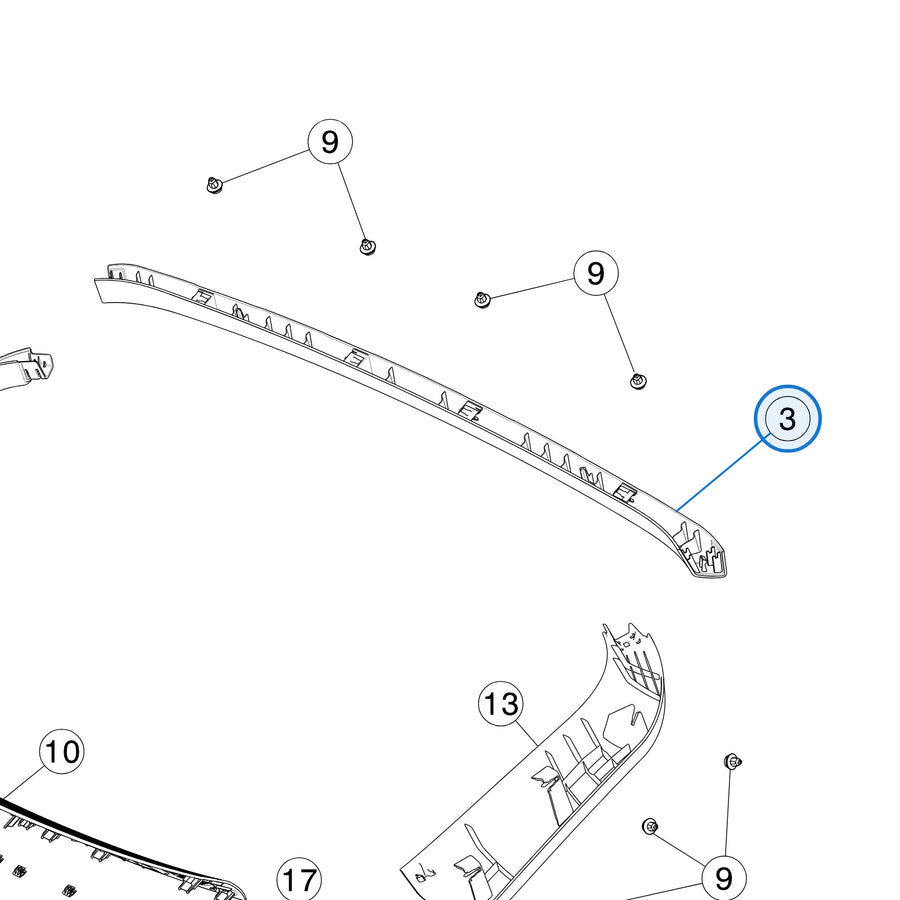 Assembly, Trim Panel, Upper for Tesla Model S 1009236-00-H - parts diagram