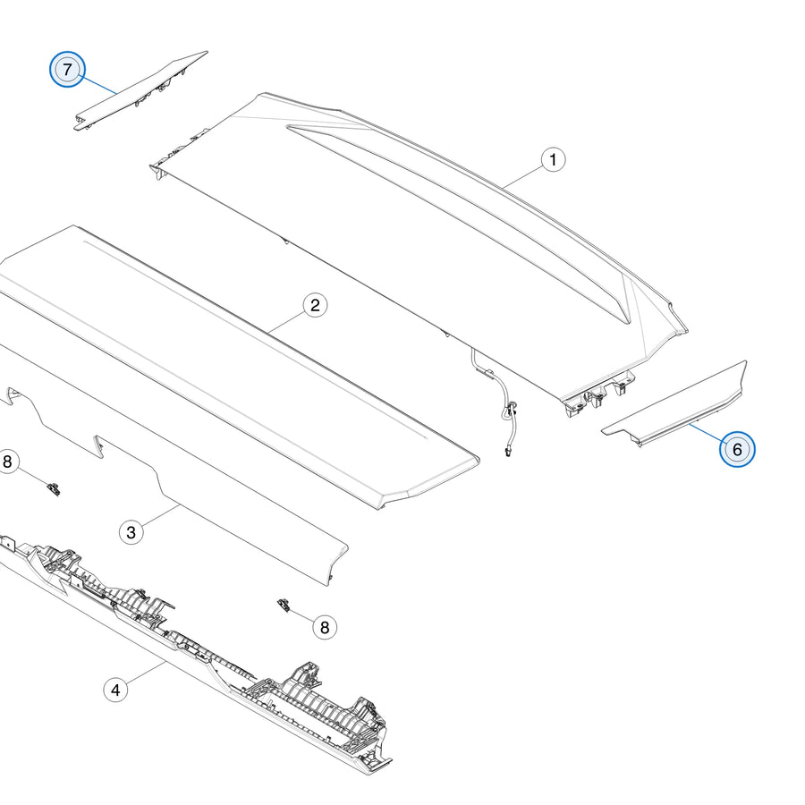 Quarter Panel Assembly for Tesla Cybertruck 1818549-99-D, 1818553-99-D - parts diagram