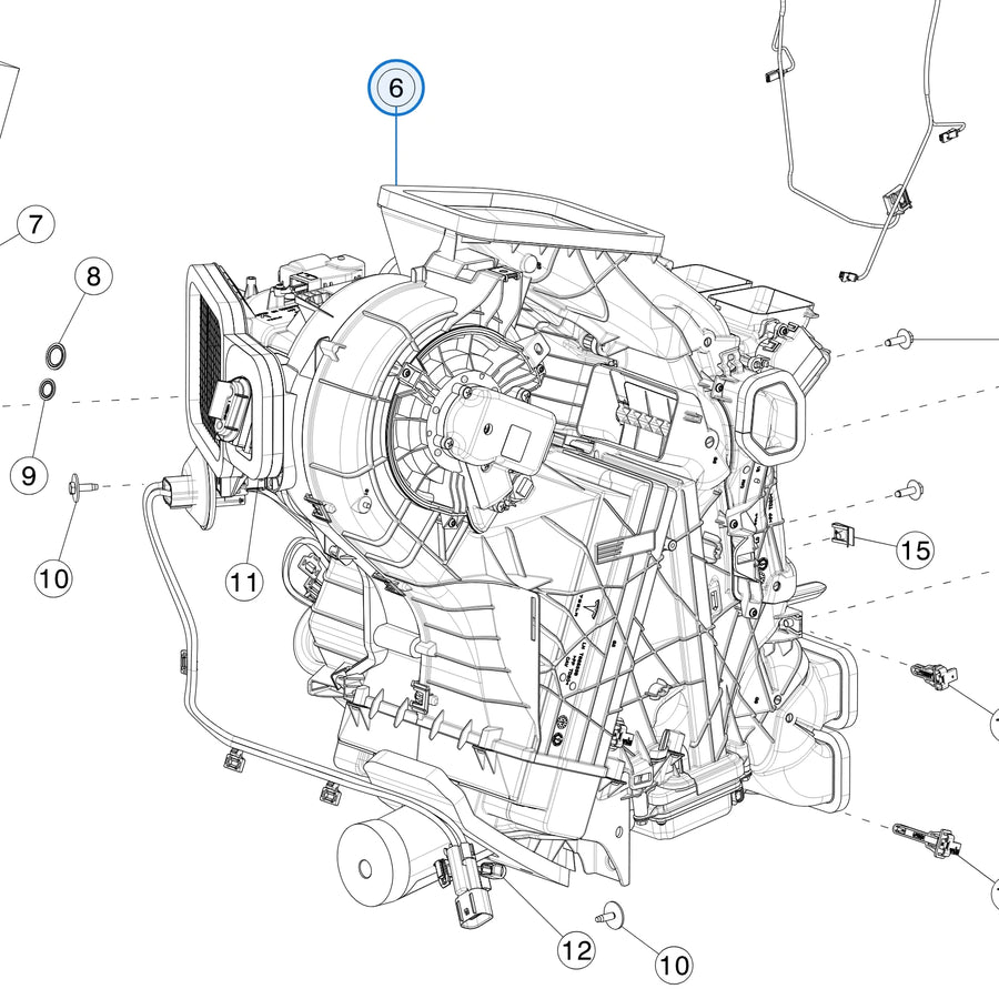 HVAC Module for Tesla Model 3 2017-2023 1099999-90-I - parts diagram