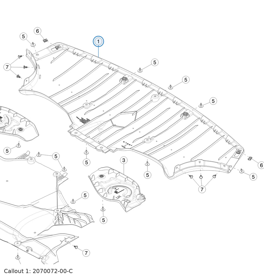 Diffuser, Rearr Fascia for Tesla Model Y Juniper 2070072-00-C - parts diagram