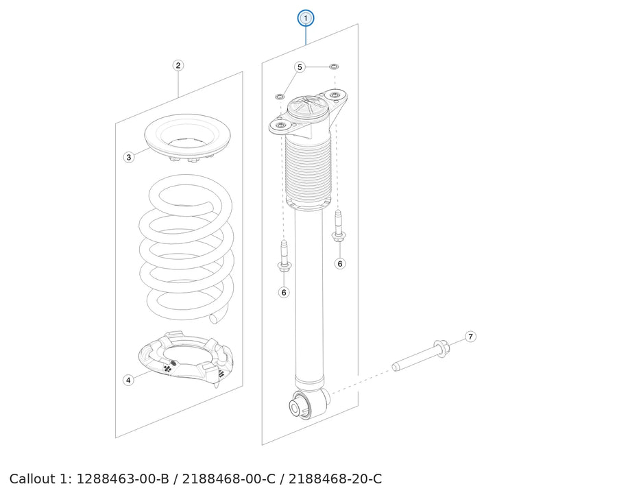Damper Assembly Coil, Rear for Tesla Model Y 1288463-00-B - parts diagram