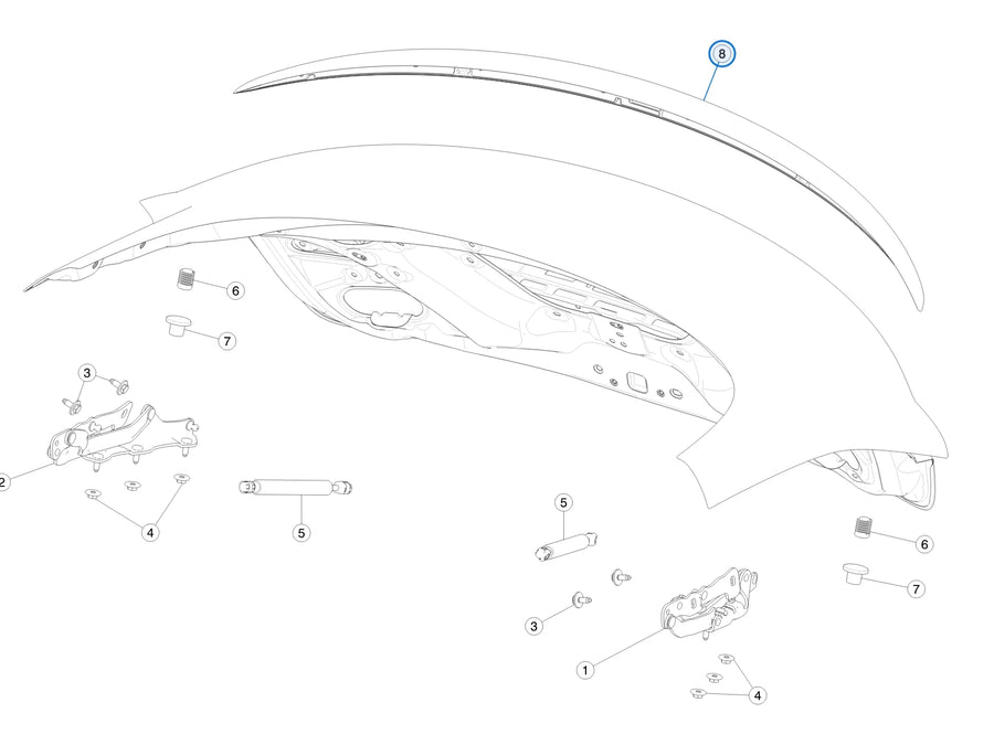 Carbon Fiber Spoiler, Model 3 for Tesla Model 3 1455166-00-B - parts diagram