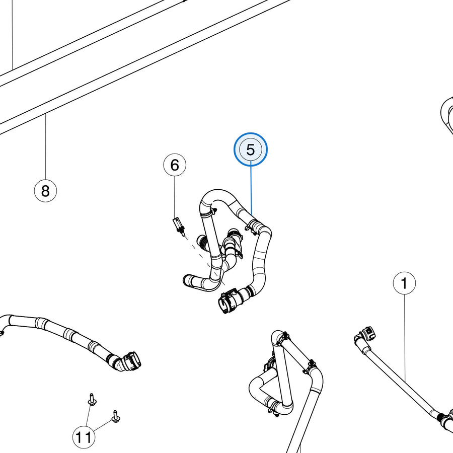 Tesla parts diagram: Cooling System - Front (callout 5)