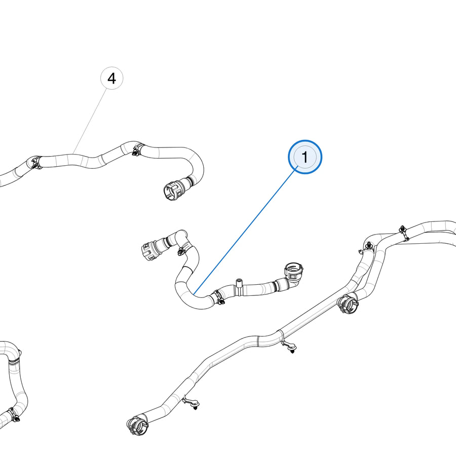 Tesla parts diagram: Cooling System - Rear - Small Rear Drive Unit (callout 1)