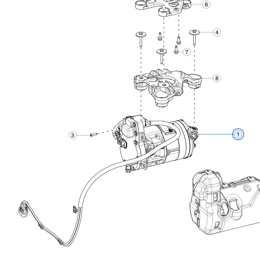 Tesla parts diagram: Compressor (callout 1)