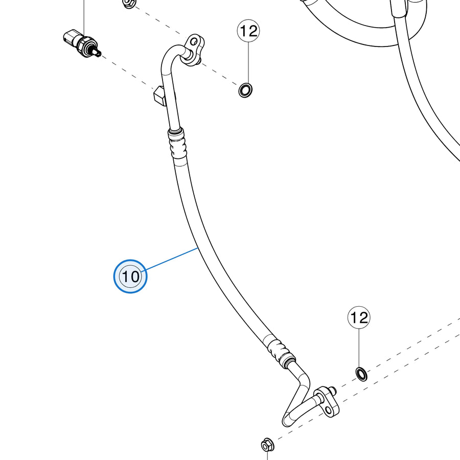 Tesla parts diagram: Air Conditioning Pipes and Hoses (callout 10)