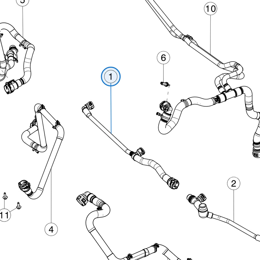 Tesla parts diagram: Cooling System - Front (callout 1)