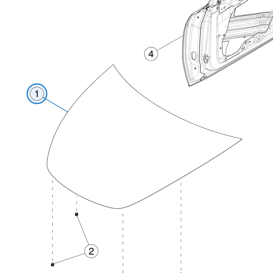 Bonnet (Hood) Assembly Service E-Coated for Tesla Model Y 1493370-EC-A - parts diagram
