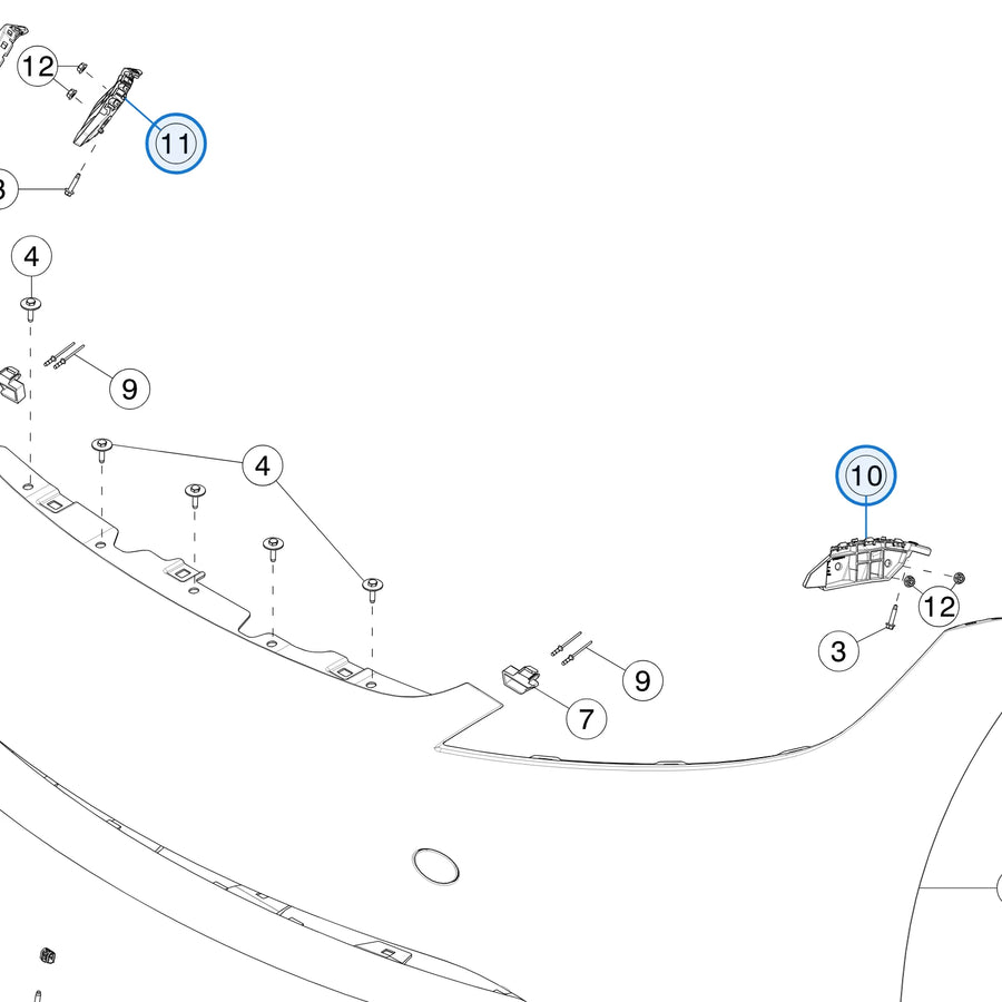 Bracket Fascia Side to Front Door for Tesla Model 3 Highland 1774268-00-E, 1774269-00-E - parts diagram