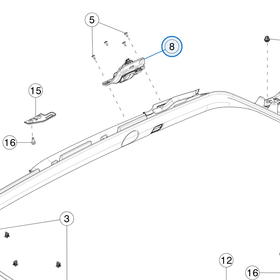 Coat Hook and Map Light for Tesla Model S 1624608-99-B - parts diagram